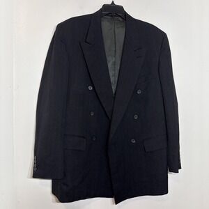 Bowdon Vintage Navy Double-Breasted Pinstriped‎ Blazer 44L